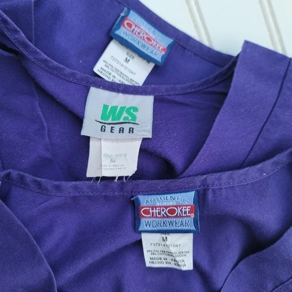 Lot Of 3 Womens Scrub Uniform Tops Solid Purple Cherokee WS GEAR Sz M - Picture 12 of 12